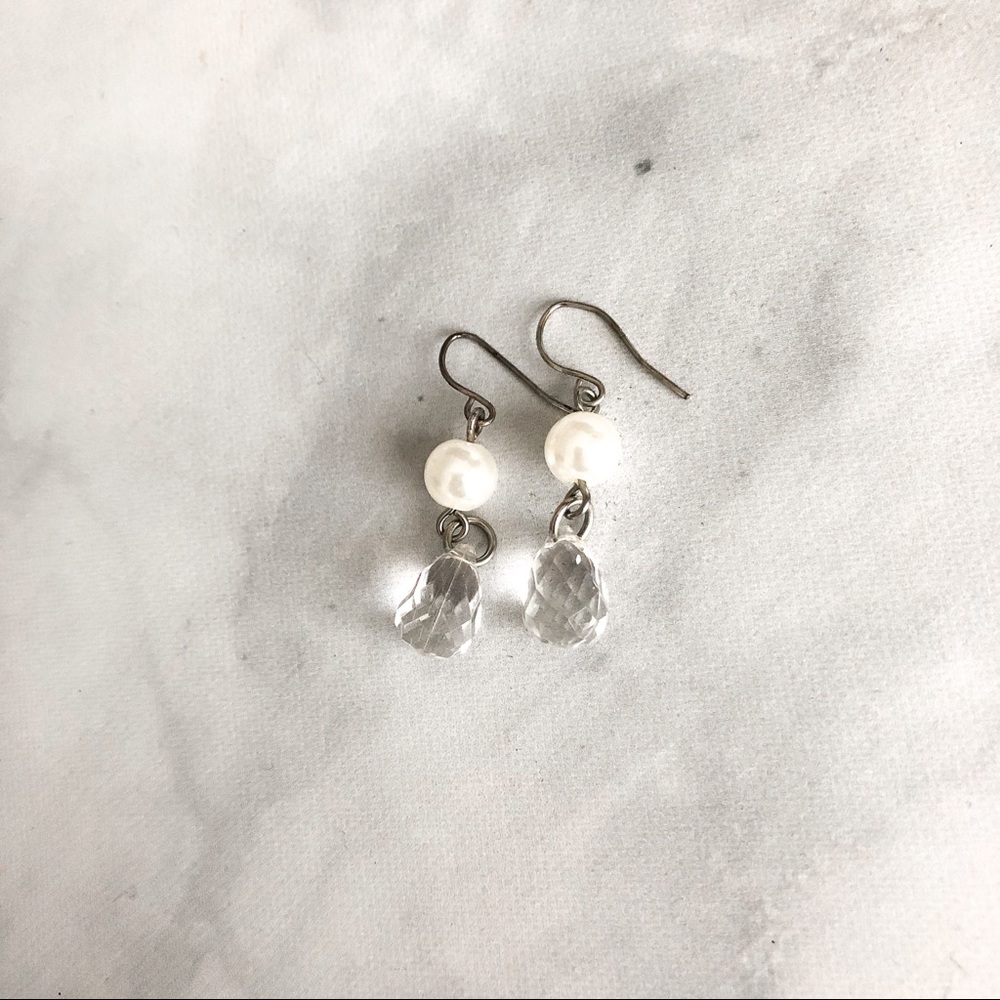 Pearl and Crystal Drop Earrings